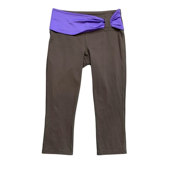 Lucy Leggings Womens S Small Gray Purple Band Powermax Capri Elastic Waist - Picture 1 of 14